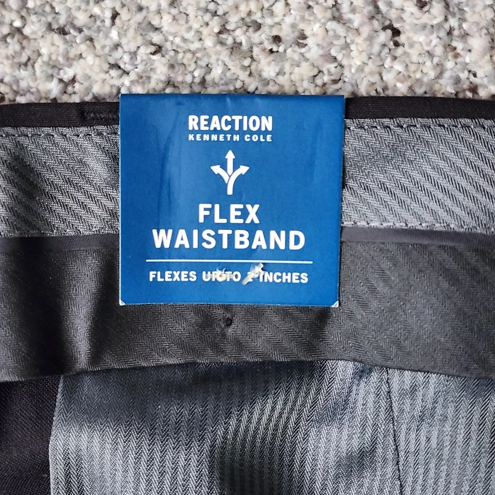 Kenneth Cole Dress Pants Mens 34x30 Mini Check‎ Flex Waistband New With Tags